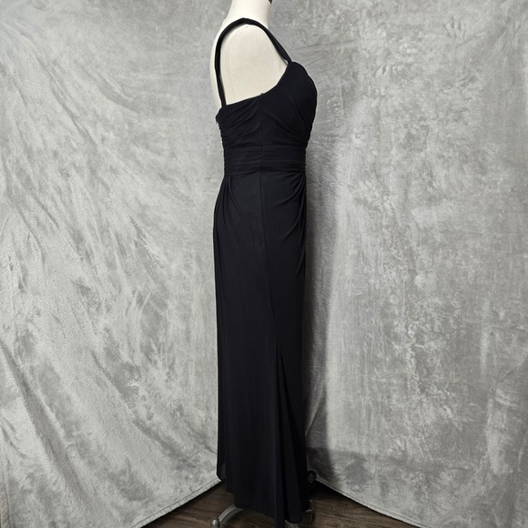 Black Ruched Evening Gown Sweetheart Neckline Maxi Dress Sz 12 Vamp Classic Prom - Picture 5 of 10